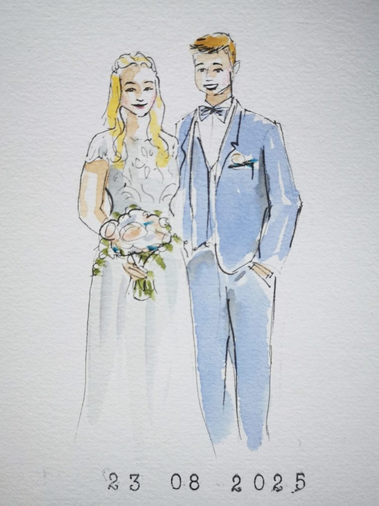 Hochzeitspaar als Live-Schnellzeichnung